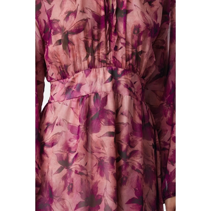 Womens Midi Length Crew Neck Regular Animal Patterned Skirt Opening at Waist Lined Woven Winter Dress