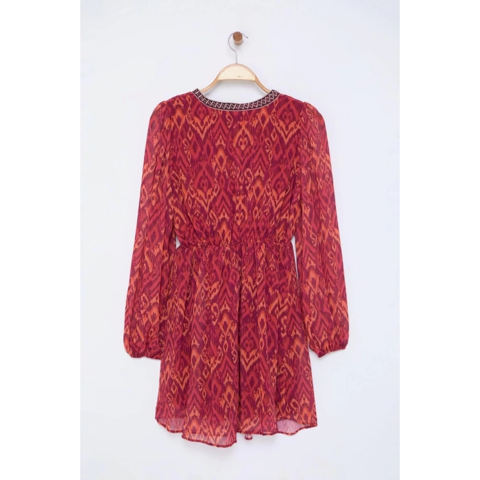Women Fashion Stylish Mini Length V Neck Regular Floral Woven Dress
