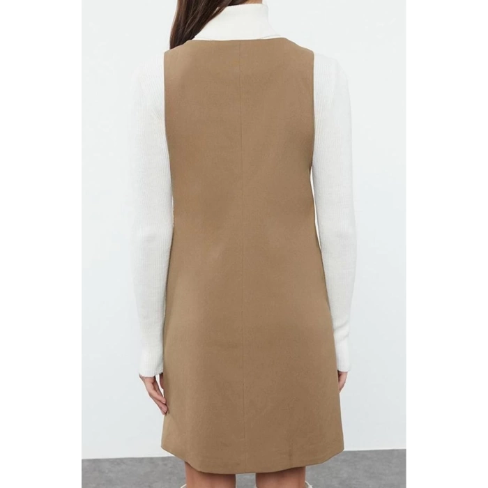 Women Fashion Stylish Mini Length Square Collar Regular Polyviscon Fabric Lined Woven Jacket Dress