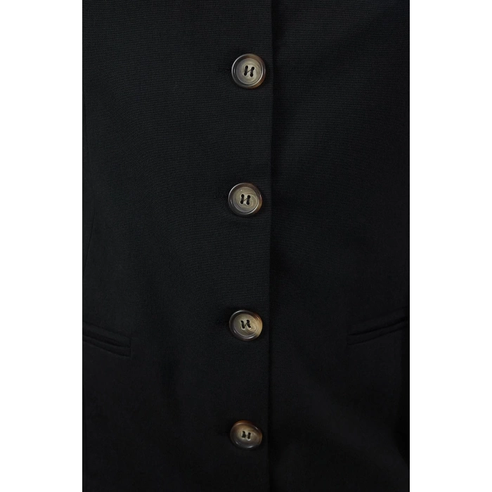 Women Fashion Stylish Mini Length Square Collar Regular Polyviscon Fabric Lined Woven Jacket Dress