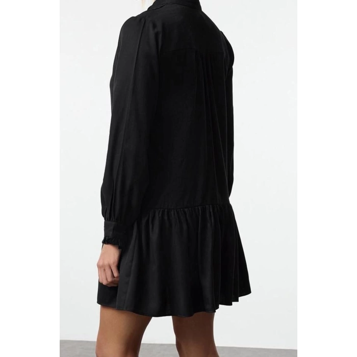 Women Fashion Stylish Mini Length V Neck Regular Shift Straight Cut Skirt Flounce Belmando Woven Dress