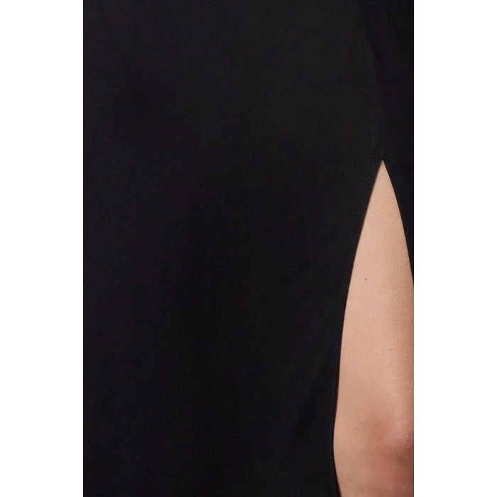 Women Fashion Stylish Midi Length Square Neck Regular Balloon Sleeve A Cut Belmando Fabric Woven Dress