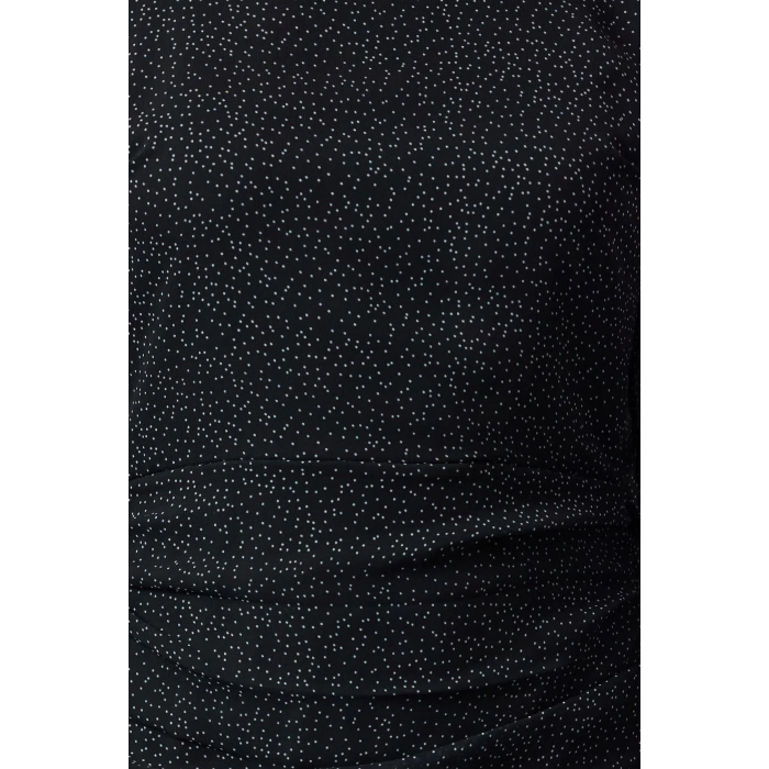 Womens Fashion Mini Length Stand Collar Regular Polka Dot A Cut Draped Chiffon Lined Woven Winter Dress