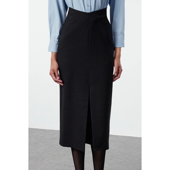 Women Fashion Stylish Midi Length Shirt Collar Regular Fitted Body-Smooth Shirt Detailed Woven Dress