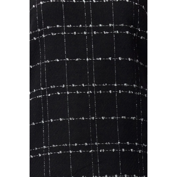 Women Fashion Stylish Mini Length U Neck Regular Plaid Checked Tweed Vest Woven Dress