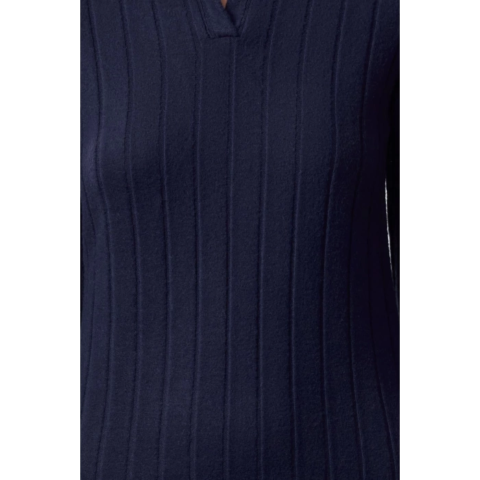 Women Fashion Stylish Mini Length Polo Neck Slim Fitted Bodycon Corduroy Knit Dress