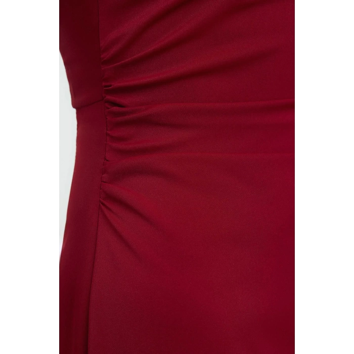 Women Fashion Stylish Midi Length Crew Neck Regular Plain Pattern Woven Dress