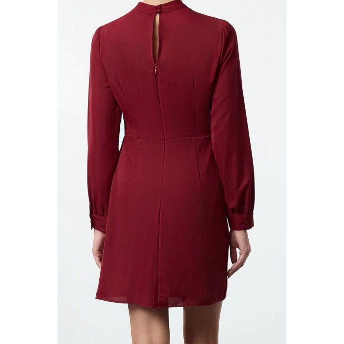 Women Fashion Stylish Mini Length Stand Collar Regular A Cut Woven Dress