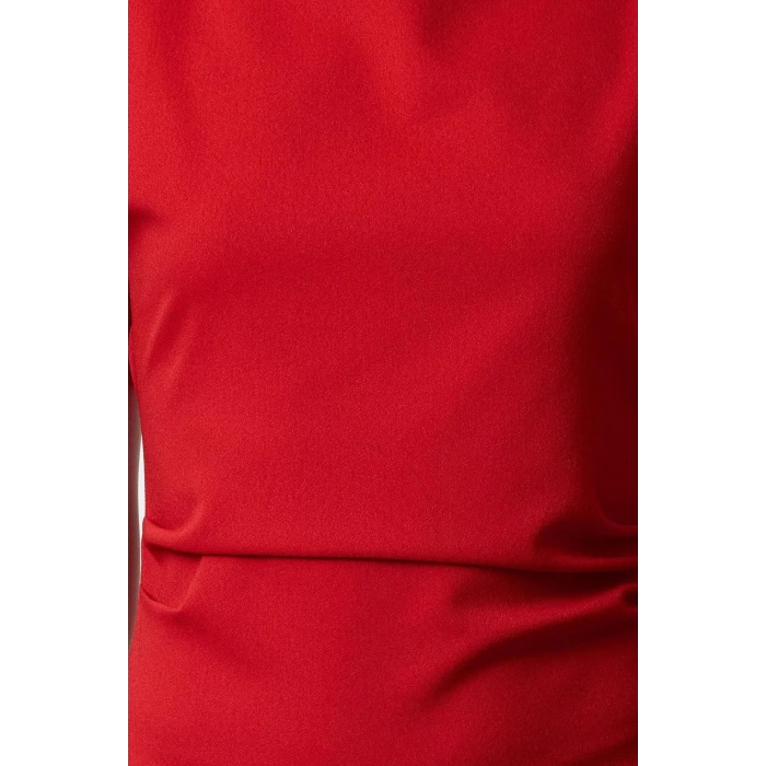 Women Fashion Stylish Midi Length Cowl Neck Regular A Cut Crepe Woven Dress