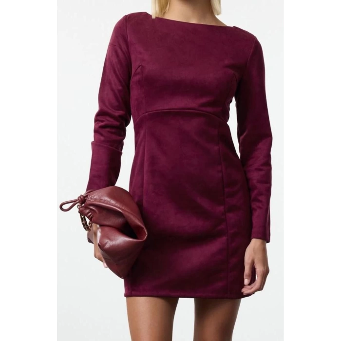 Women Fashion Stylish Mini Length Crew Neck Regular Straight Cut Woven Dress