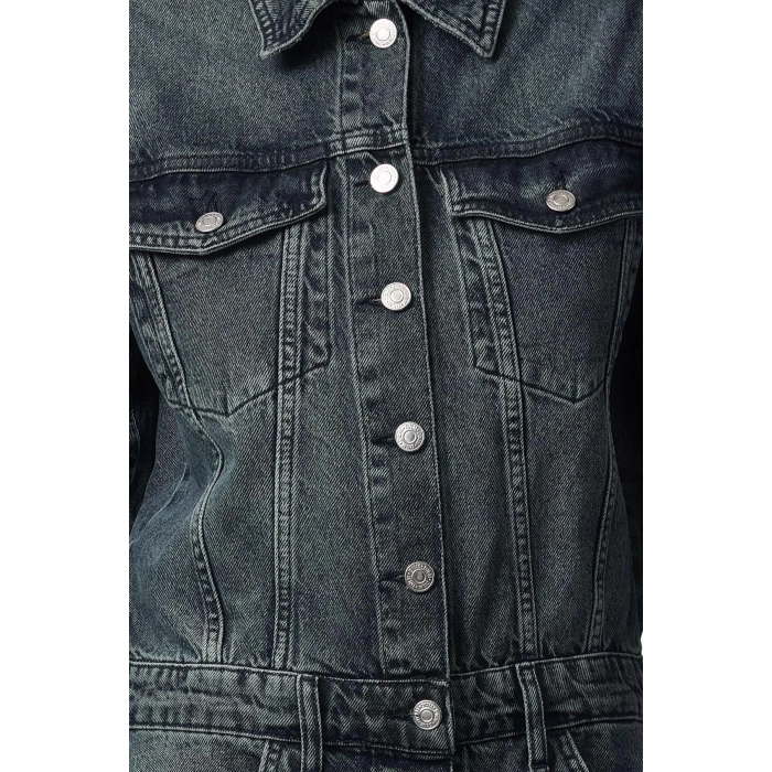 Women Fashion Stylish Midi Length Jacket Collar Denim Shirt Dress