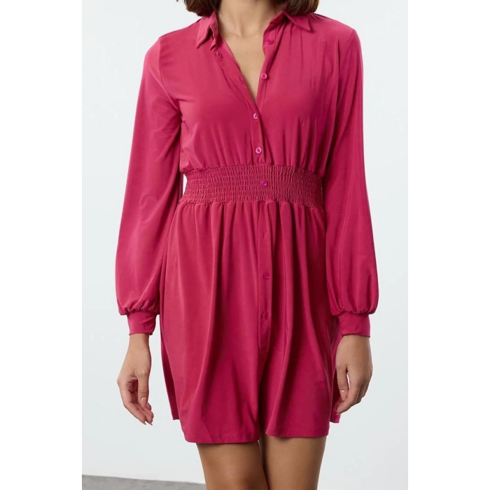 Women Fashion Stylish Mini Length Polo Neck Slim Elastic Waist Knitted Dress
