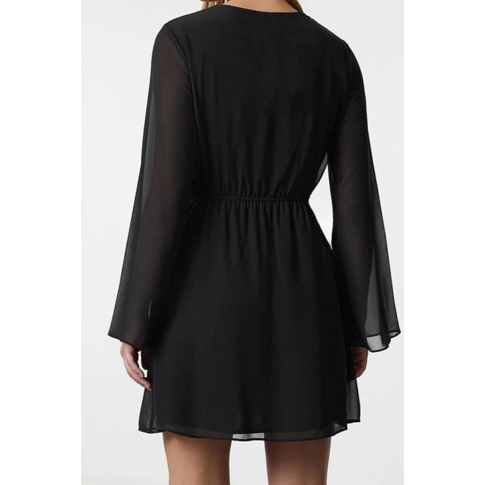 Womens Fashion Stylish Mini Length Double Breasted Regular Skirt Waist Open Lined Chiffon Woven Dress