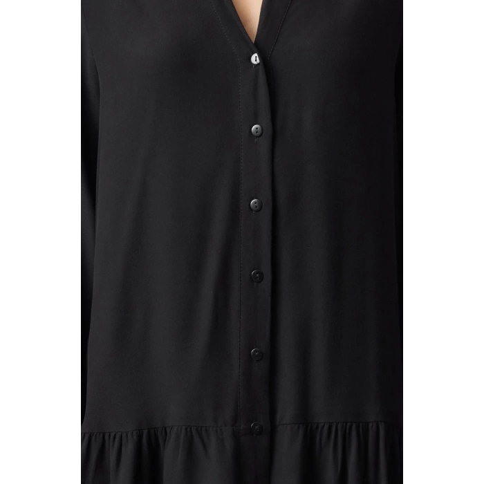 Women Fashion Stylish Mini Length Judge Collar Regular Thick Viscose Woven Shirt Dress