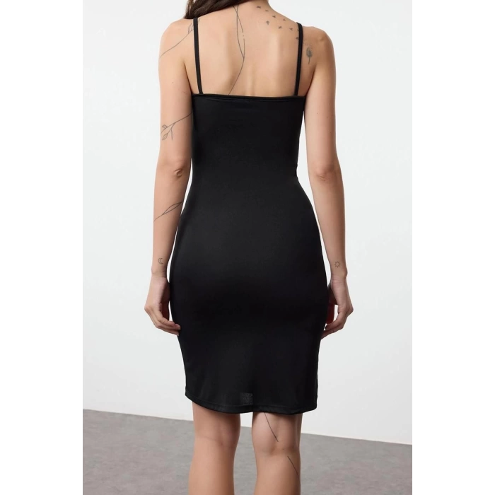Women Fashion Stylish Mini Length Square Collar Slim Lining 2-Pack Strappy Body-Sit Knitted Dress