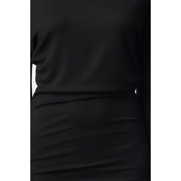 Women Fashion Stylish Mini Length Asymmetrical Neck Slim Bodycone Fitted Knitted Dress
