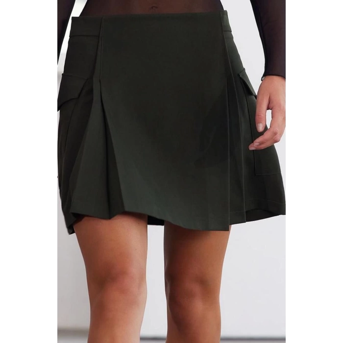 Kadın Moda Stil Mini Astarsız Dokuma Limited Edition Cepli Mini Dokuma Etek