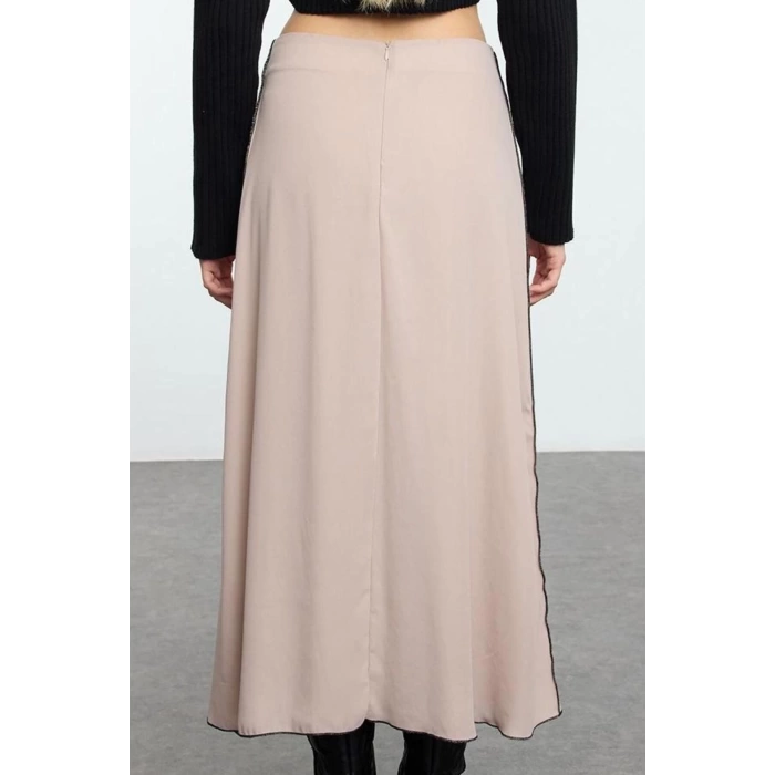 Women Fashion Style Maxi Unlined Woven A-line Chiffon Fabric Maxi Length Skirt