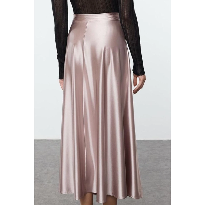 Women Fashion Style Midi Unlined Knitted A Line Bell Cut Midi Skirt