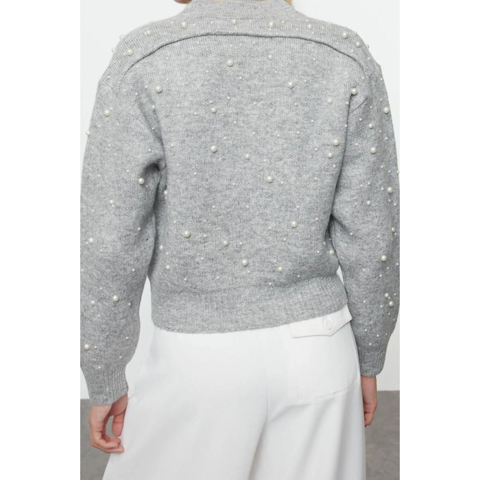 Womens Fashion Stylish Bomber Collar Standard Sleeve Regular Soft Zippered Stone Coat Look Knitwear Cardigan