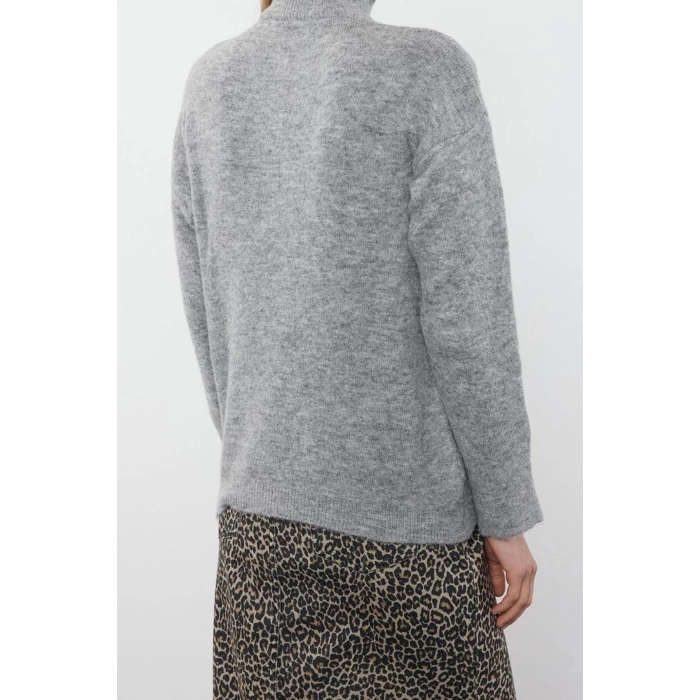 Women Fashion Stylish Stand Collar Standard Sleeve Regular Woolen Zipper Knitwear Sweater