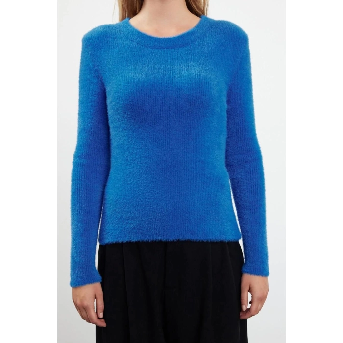Women Fashion Stylish Crew Neck Standard Sleeve Regular Soft Texture Knitwear Sweater