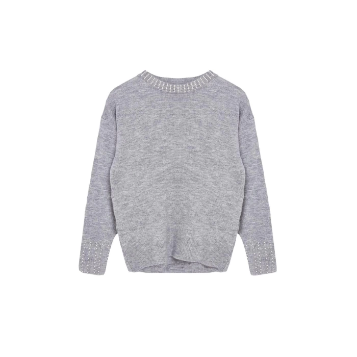 Women Fashion Stylish Crew Neck Standard Sleeve Regular Soft Texture Stone Knitted Sweater