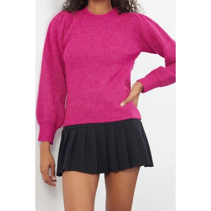 Women Fashion Stylish Crew Neck Standard Sleeve Regular Soft Texture Knitwear Sweater