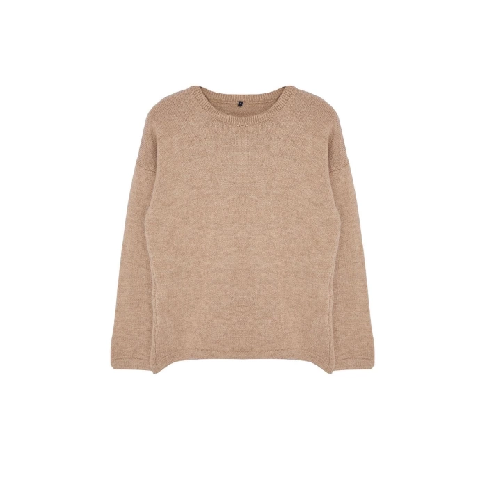 Women Fashion Stylish Stand Collar Standard Sleeve Regular Soft Texture Poncho Knitwear Sweater