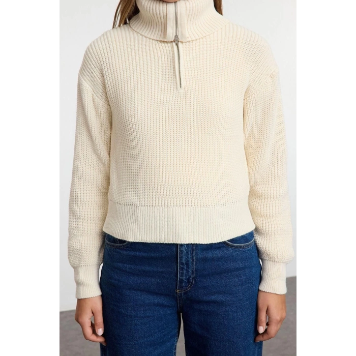 Women Fashion Stylish Turn-down Collar Standard Sleeve Regular Crop Sweater-Blouse Set Knitwear Sweater