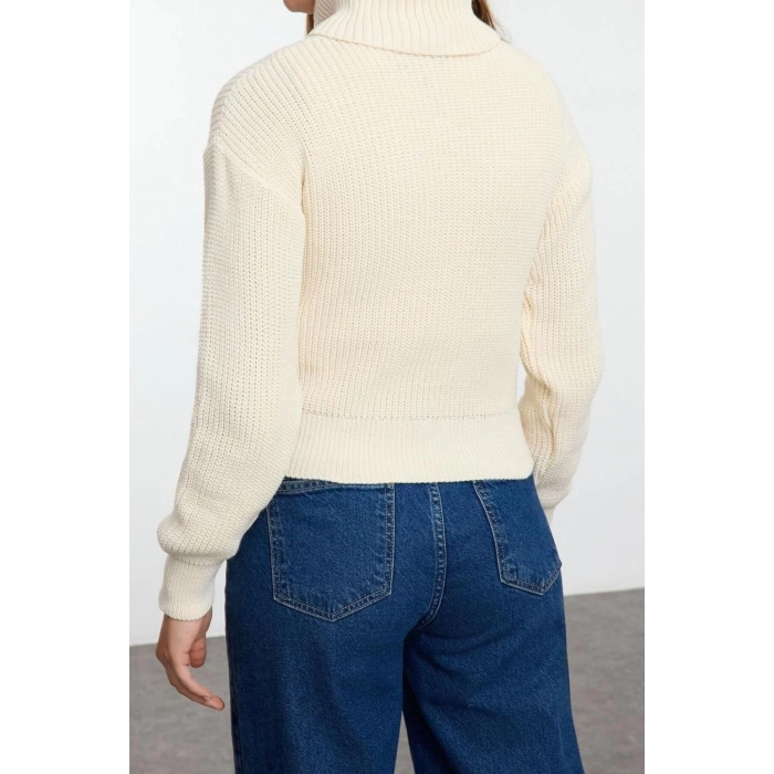 Women Fashion Stylish Turn-down Collar Standard Sleeve Regular Crop Sweater-Blouse Set Knitwear Sweater