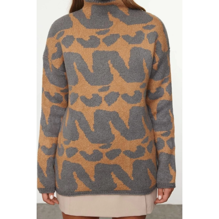 Women Fashion Stylish Stand Collar Standard Sleeve Regular Soft Texture Knitwear Sweater
