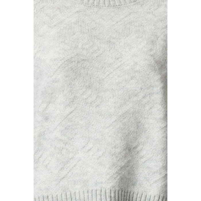 Women Fashion Stylish Crew Neck Standard Sleeve Regular Soft Texture Geometric Pattern Knitwear Sweater