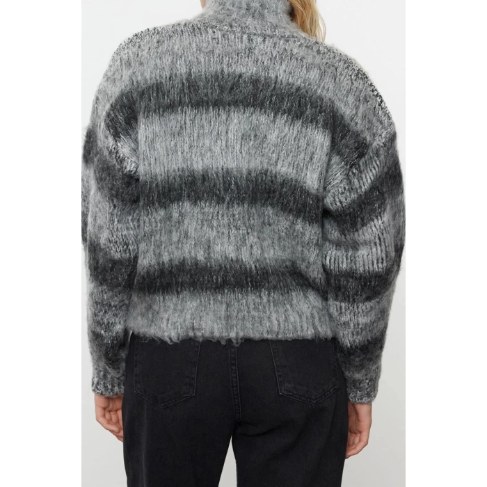 Women Fashion Stylish Stand Collar Standard Sleeve Regular Soft Texture Knitwear Sweater