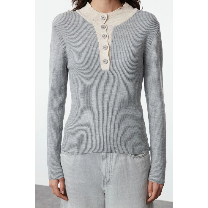 Women Fashion Stylish Carmen Collar Standard Sleeve Regular Stand Collar Knitwear Sweater