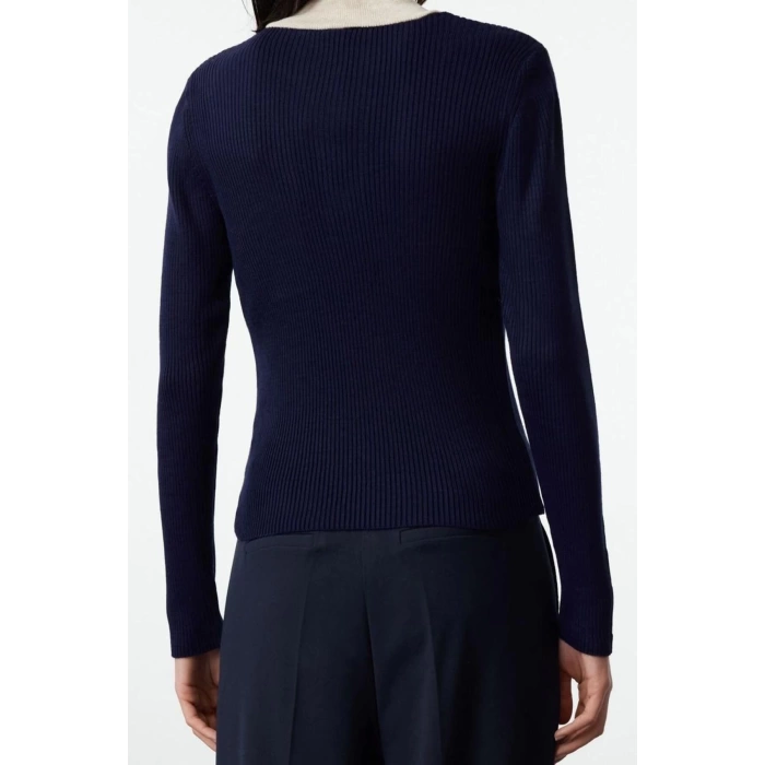 Women Fashion Stylish Carmen Collar Standard Sleeve Regular Stand Collar Knitwear Sweater