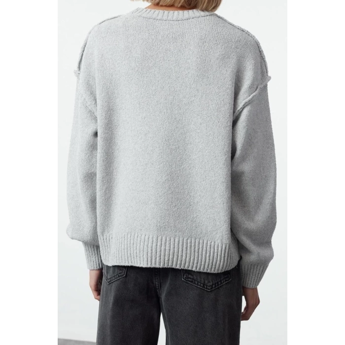 Women Fashion Stylish Crew Neck Standard Sleeve Regular Wide Pattern Basic Knitwear Sweater
