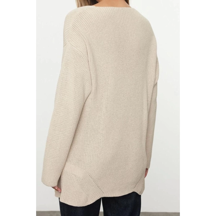Women Fashion Stylish V Neck Standard Sleeve Regular Wide Pattern Basic Knitwear Sweater