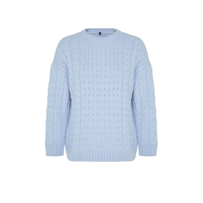 Women Fashion Stylish Crew Neck Standard Sleeve Regular Hair Knitted Sweater