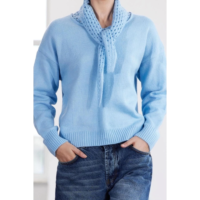 Women Fashion Stylish Crew Neck Standard Sleeve Regular Wide Pattern Soft Openwork Hole Knitwear Sweater