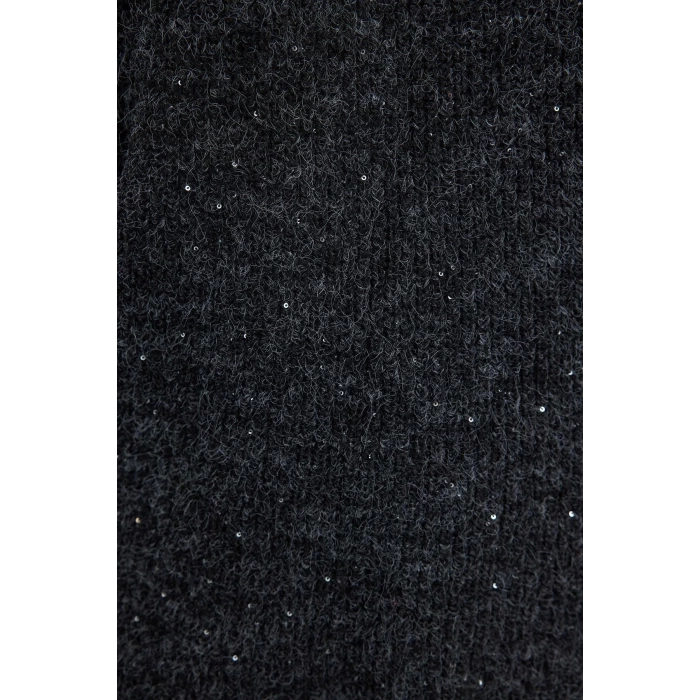 Women Fashion Stylish Crew Neck Standard Sleeve Sequined Soft Texture Knitwear Sweater