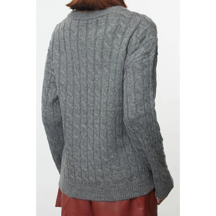 Kadın Moda Şık Bisiklet Yaka Standart Kol Regular Yumuşak Dokulu Basic Triko Kazak