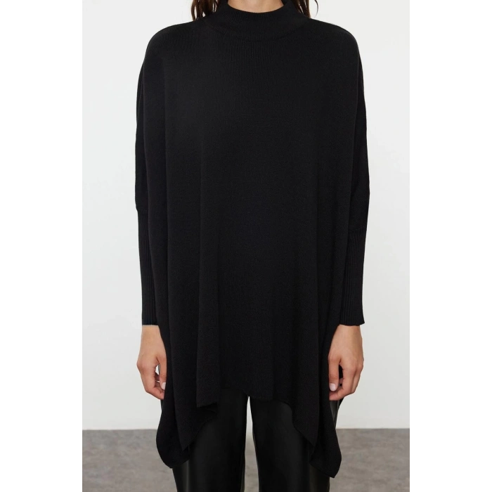 Women Fashion Stylish Crew Neck Standard Sleeve Regular Wide Fit Stand Collar Knitwear Sweater