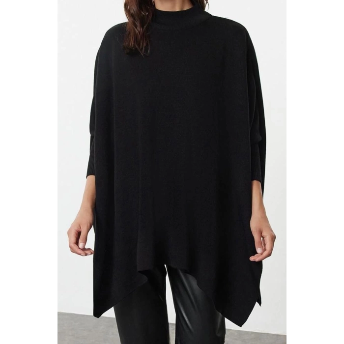 Women Fashion Stylish Crew Neck Standard Sleeve Regular Wide Fit Stand Collar Knitwear Sweater