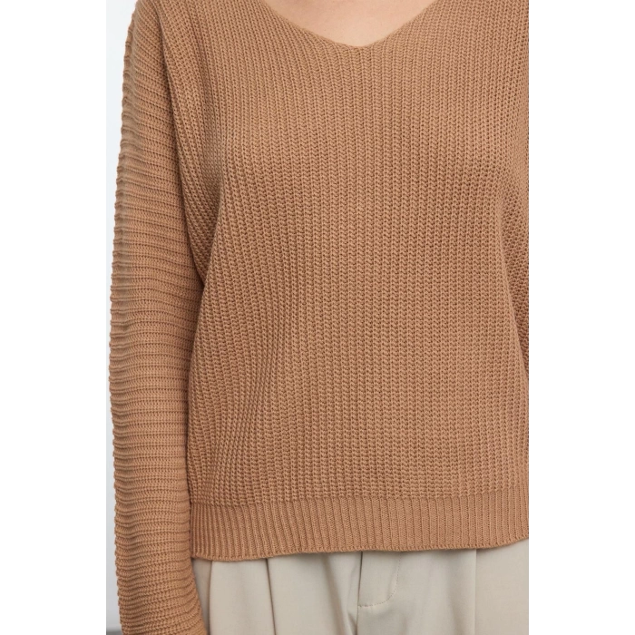 Women Fashion Stylish V Neck Standard Sleeve Regular Wide Pattern Basic Knitwear Sweater