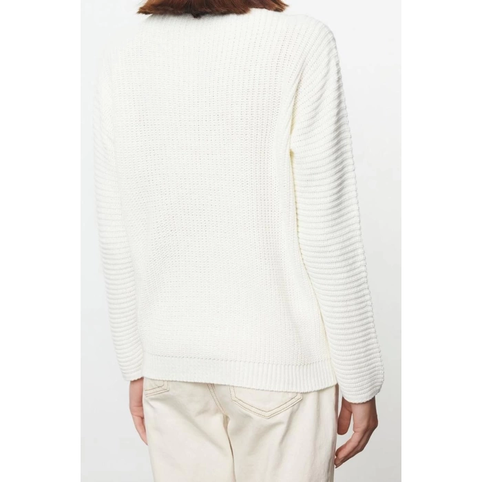 Women Fashion Stylish V Neck Standard Sleeve Regular Wide Pattern Basic Knitwear Sweater
