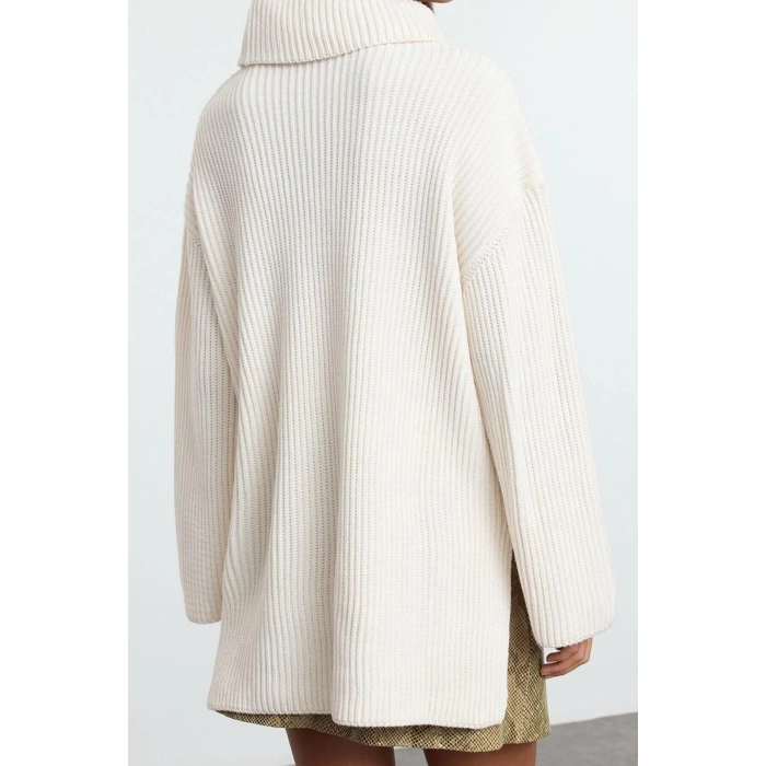 Women Fashion Stylish Turtleneck Regular Sleeve Regular Knitted Sweater