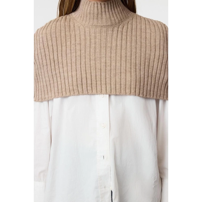 Women Fashion Stylish Stand Collar Standard Sleeve Crop Turtleneck Knitwear Sweater
