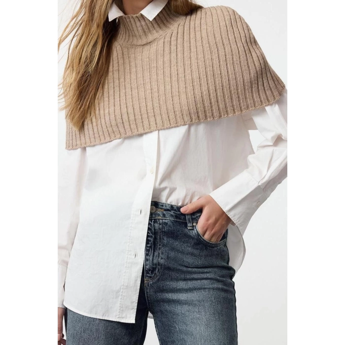 Women Fashion Stylish Stand Collar Standard Sleeve Crop Turtleneck Knitwear Sweater