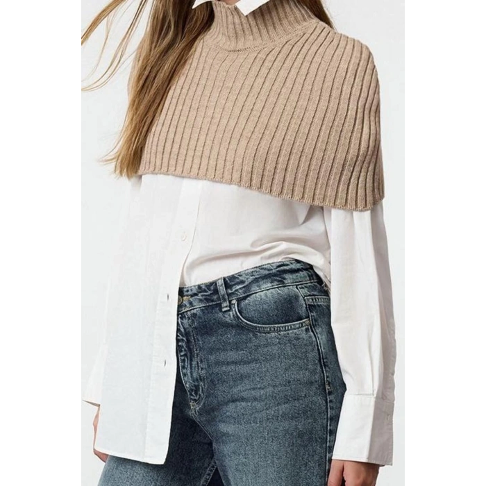Women Fashion Stylish Stand Collar Standard Sleeve Crop Turtleneck Knitwear Sweater